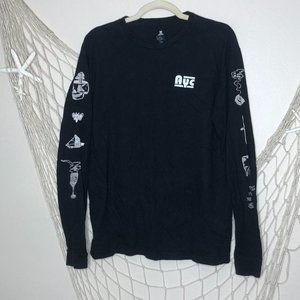 AYC (Asphalt Yacht Club) Men's Skateboarding Long Sleeve Black Graphic Tee L